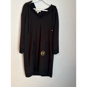 MK MICHAEL KORS Hoodie Sweater Dress Black